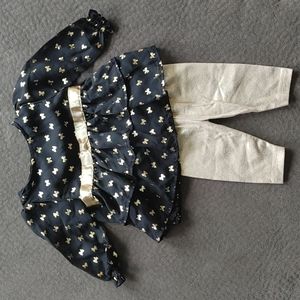 4/$24 Gold and black bow outfit size 0-3 months